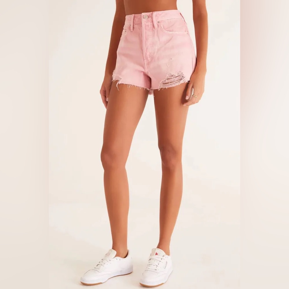 Z Supply Light Pink Frayed Jean Shorts